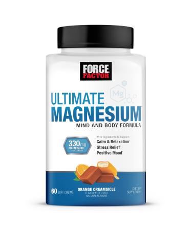 Ultimate Magnesium Supplement Magnesium for Sleep Stress Relief Calm and Relaxation Magnesium Chewable Vegan Gluten Free & Non-GMO Orange Creamsicle Flavor 60 Soft Chews