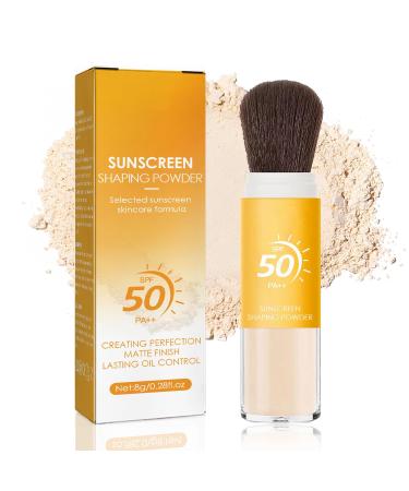 Mineral Sunscreen Setting Powder Mineral Brush Powder SPF 50 Powder Sunscreen for Face Oil Control Natural Matte Finish Translucent Setting Powder Lightweight Face Powder for All Skin