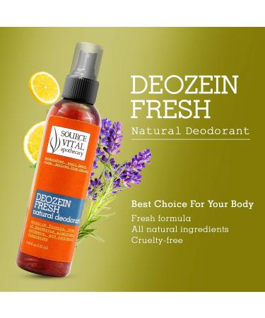 Deozein Fresh Natural Spray Deodorant by Source Vit Apothecary - Crisp Light Floral Scent - Non-Toxic Odor Control for Men, Women, Teens - 4.46 fl. oz - Buy Online on SooperMarket.com