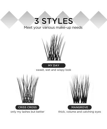 LASHVIEW Cluster Lashes - DIY 3D Eyelash Extensions, Reusable, Black, Super Thin Band, 24 Criss Cross Mix - Buy Online on SooperMarket.com