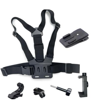 Jamuil's chest strange and backpack shoulder strap holder with cell phone clip action camera accessories compatible with GoPro dji Osmo Insta360 compatible with iPhone 15 13 12