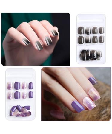 Kalolary 144PCs False Nails Set - Full Finger Acrylic Artificial Nails with Glue Stickers for Women & Girls | Nail Art DIY Decoration - Buy Online on SooperMarket.com