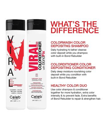 Celeb Luxury Viral Colorditioner Red 8.25 Fl Oz - Professional Semi-Permanent Hair Color Depositing Conditioner - Buy Online on SooperMarket.com