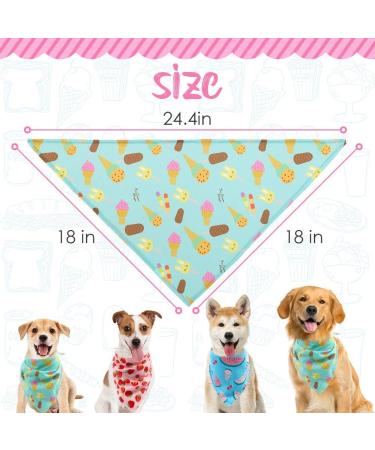 SCIROKKO Hawaii Dog Bandanas 3 Pack - Cute Fruit Print Scarf Bibs for Pets | Summer Pet Accessories for Dogs Cats - Ice Cream Strawberry Watermelon - Buy Online on SooperMarket.com