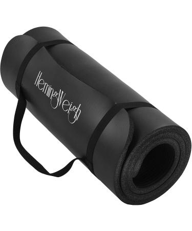 HemingWeigh 1 inch Thick Yoga Mat, Extra Thick, Non Slip Exercise Mat for Indoor and Outdoor Use, Black