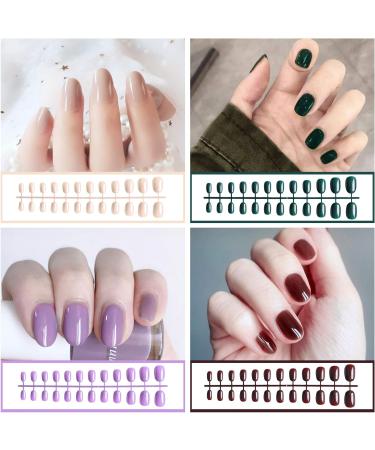 EBANKU 960 Colorful Short False Nails Full Cover Coffin Press on Nails Set with Nail File and Stick - Natural Fake Nails for Women Girls - Buy Online on SooperMarket.com