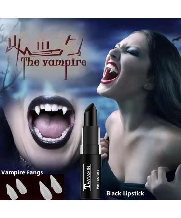 Go Ho Halloween Vampire Fangs & Black Lipstick Kit - 4 Sizes Cosplay Props | Perfect Accessories for Halloween Party Decorations - Buy Online on SooperMarket.com