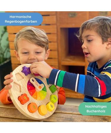 SCHMETTERLINE Kronolino Wooden Learning Clock | Rainbow Colors for Playful Time Learning | Ages 3+ - Buy Online on SooperMarket.com
