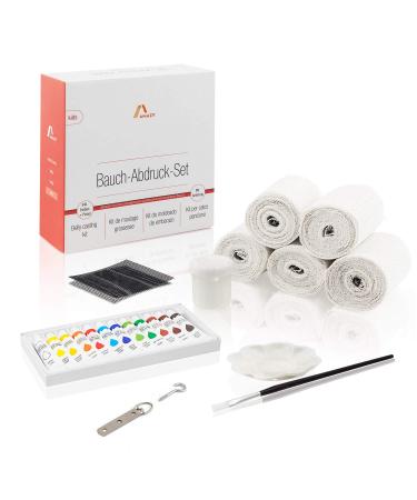 Amazy baby bump plasterprint set-25-part complete set for the production of a 3D baby belly print-with plaster bandages colors brushes suspension