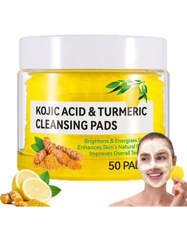 Turmeric Kojic Acid Cleansing Pads Turmeric Cleansing Pads for Dark Spots Turmeric Face scurb Pads Help Balance Skin Gentle and Safe 50pcs