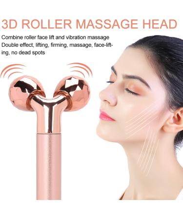 3D Roller Face Massager V Shaped Facial Rollers Face Slimming Tightening Tool Lifting Face Lines Remove Puffiness (Rose Gold) - Buy Online on SooperMarket.com