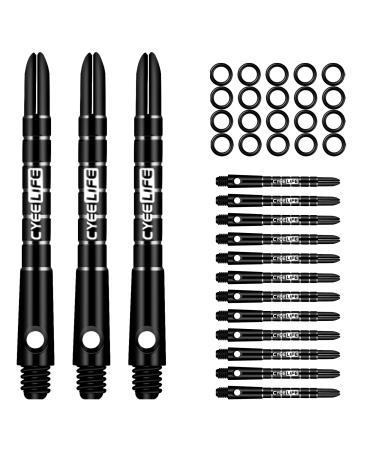 CyeeLife Pro Dart Shafts Aluminum 15Packs(5 Sets)+20pcs Rubber O Rings 40/48mm(Medium/Long) 5 Colour L:48+5mm Black