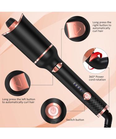 Automatic Hair Curler | 1 Curling Iron with Large Slot Auto Rotating 4 Temps & 3 Timer Settings | Dual Voltage & Auto Shut-off for Perfect Curls - Black - Buy Online on SooperMarket.com