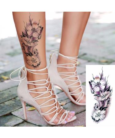 Large Temporary Flower Tattoos for Women - Lily, Peach, Plum, Peony Designs | 6 Sheets - Buy Online on SooperMarket.com