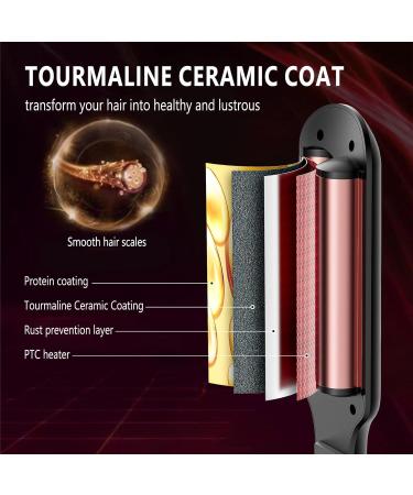Double Barrel Curling Iron Wand | Perfect Wavy Crimper for Short Hair | International Shipping Available - Buy Online on SooperMarket.com