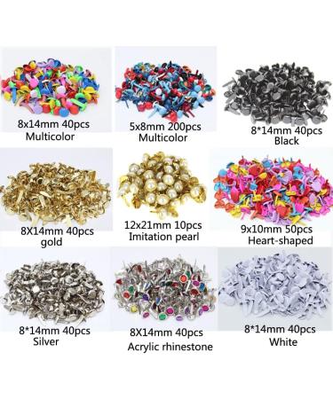 500Pcs Mixed Color Metal Brads Kit for Scrapbooking, Paper Crafts & DIY Projects - Buy Online on SooperMarket.com