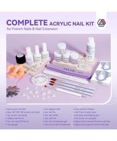 SAVILAND French Acrylic Nail Kit - Easy DIY Beginner Set with Acrylic Powder Liquid Nail Tips & Tools for Perfect French Manicure - Buy Online on SooperMarket.com