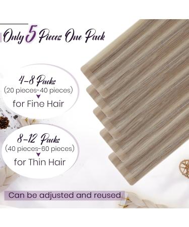 LAAVOO TAPE Extensions | Real Hair Virgin Blonde & Ash Blonde Highlights | Seamless 55cm | Premium Quality 5PCs #P18/613 - Buy Online on SooperMarket.com