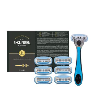 by Amazon Body & Intimate Body Razor Men 5-blade Razor + 6 Replacement Blades 7 pieces (1 pack)