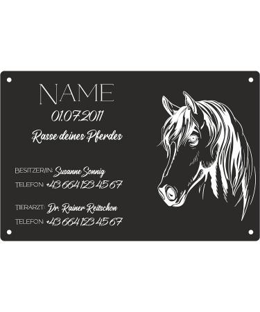 Personalized Horse Shape Stable Bar Sign | 29x19cm Black Glossy Laser Engraved | UV-Resistant & Waterproof | Perfect for Equestrian Decorations - Buy Online on SooperMarket.com