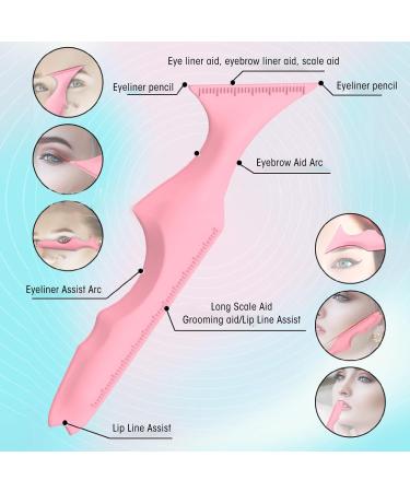 Reusable Eyeliner Stencils Silicone Beauty Ruler 5 In 1 Eyeliner Stencil Multi Purpose Silicone Eyebrow Pencil Stencil Winged Tip Eyeliner Aid for Makeup Cosmetic Pink - Buy Online on SooperMarket.com