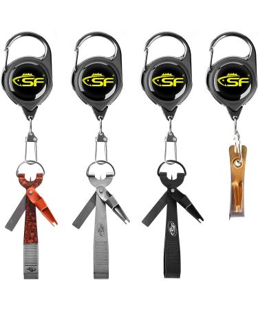 3Pcs SF Fly Fishing Zinger Retractor Combo Steel Cord Black Carabiner | Angler Tool Gear - Buy Online on SooperMarket.com