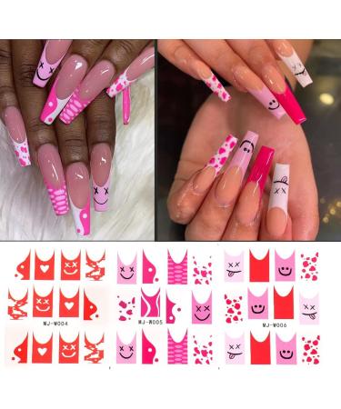 French Tip Nail Art Stickers - 24 Colorful Water Decals for DIY Manicure | Cute Heart & Star Designs for Women & Girls - Buy Online on SooperMarket.com
