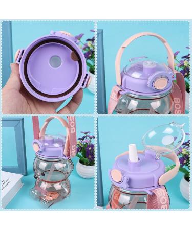 Kawaii Bear Straw Bottle - Large Capacity Portable Water Bottle with Strap and Straw - Pink Bear Shape for Outdoor Activities - Buy Online on SooperMarket.com