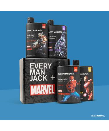 Every Man Jack Marvel Collectors Box - Body Wash Gift Set | Vegan & Clean Ingredients | Fresh Air Coastal Thunder Crimson Oak Wakanda Herbs Fragrances - Buy Online on SooperMarket.com