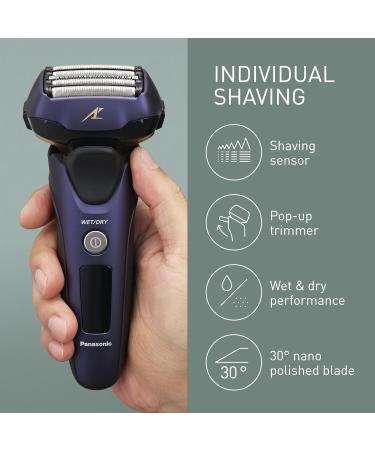 Panasonic ES-LV67 5-Blade Wet & Dry Electric Shaver for Men - Rechargeable & Responsive Beard Sensor - Multi-Flex 16D Head - UK 2-Pin Bathroom Plug - Navy & Black - Buy Online on SooperMarket.com