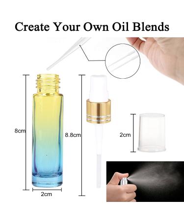 Allefum 10ml Glass Atomizer Mini Perfume Spray Bottles - Color Gradient Travel Set with 2 Transfer Pipettes - 6 Pack - Buy Online on SooperMarket.com