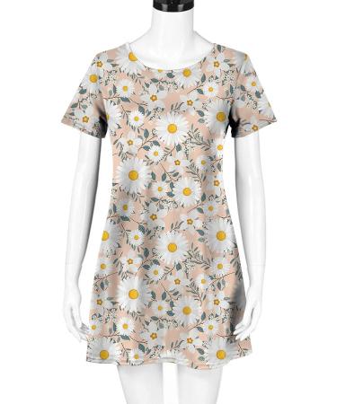 ZSDVBZS Summer Dress 2023 - Casual Loose Short Sleeve T Shirt Dress for Women - Boho Swing Beach Cover Up - Pink - X-Large - Buy Online on SooperMarket.com