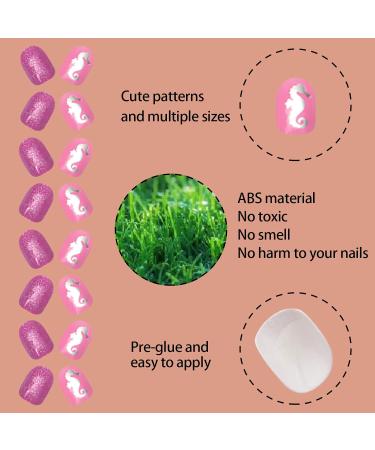Siusio 120pcs Children Acrylic Fake Nails - Press On Glitter Gradient Nail Art Kits for Girls - Mermaid Beach Series - Buy Online on SooperMarket.com