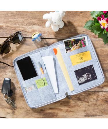 Luxdag A5 Moms Organizer with Zipper - Customizable Felt Cover for Mother's Pass Ultrasound Pics & Vaccination Record - Perfect Gift for Expecting Mothers - Light Gray/Heart Design - Buy Online on SooperMarket.com
