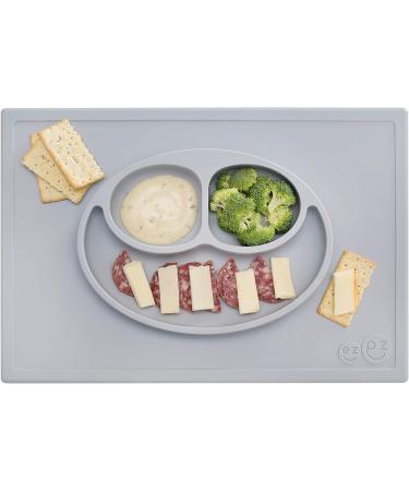 ezpz Happy Mat (Pewter) - Silicone Suction Plate for Toddlers & Preschoolers - Divided Dishwasher Safe Placemat - 24 Months - Buy Online on SooperMarket.com