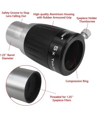Alstar 1.25 4-Elements 5X TeleXtender Barlow Lens - Premium Quality Optics - Buy Online on SooperMarket.com
