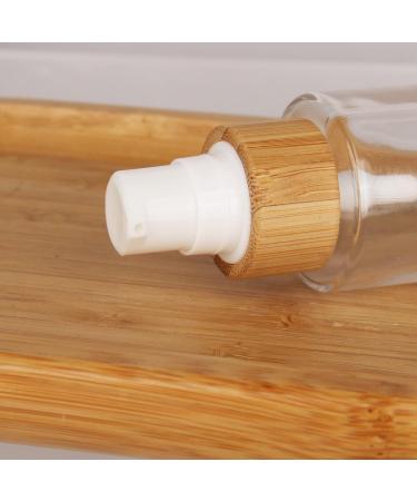 COSIDEA 6 pcs Empty 2oz / 60ml bamboo lids clear glass bottle with lotion pump dispenser refillable emulsion cosmetic cream bottles toiletries refill travel container 60ml With Lotion Pump - Buy Online on SooperMarket.com