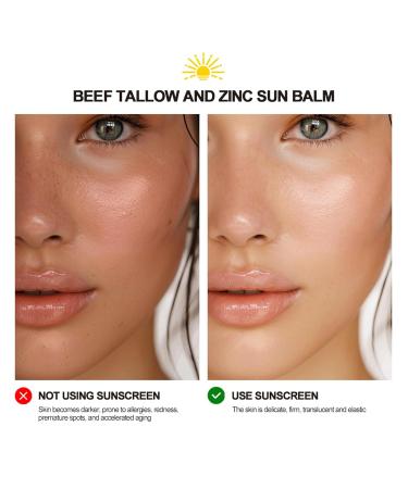 Beef Tallow & Zinc Sun Balm - Non-Greasy Sunscreen for Face & Body Deep Moisturizer Instant Sun Protection 2 Oz - Buy Online on SooperMarket.com