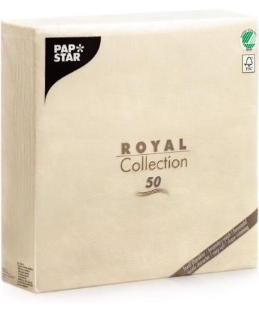 Papstar napkins tissue napkins champagne royal collection 1/4 fold size 40 x 40 cm 1 x 50 pack champagne / cream single