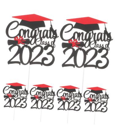 Warmhm 6pcs 2023 2023 Cake Strips Graduation 2023 Purple Class of 2023 Decorations Graduation Cap Graduation Decorations Class of 2023 Fruit Picks Paper Cup Cake Supplies Glitter Paper Red 15.1x14cm