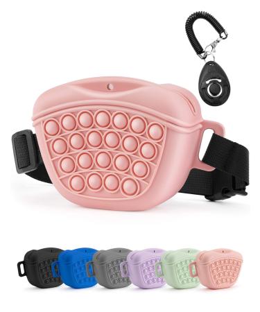 Gobeigo Silikon Hundeleckerli bags with dogs training clicker magnetic closure bag for treats puppy training or dog walks hip belt fanny pack (pink)