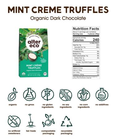 Alter Eco Organic Mint Crأ¨me Truffles Dark Chocolate - 4.2 oz (120g) | Gourmet Vegan Treat - Buy Online on SooperMarket.com