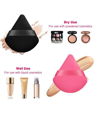HEYMKGO Velvet Triangle Powder Puffs - 4 Pcs Dual-Use Makeup Puff Set for Setting Powder, Pressed Powder, and Under Eye Application in Black/Rose - Buy Online on SooperMarket.com
