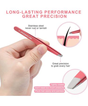 Tweezers Set with Leather Case - 4Pcs Professional Stainless Steel Eyebrow Tweezers for Women - Precision Tweezers for Ingrown Hair, Splinter Removal - Ideal for Facial Hair - Multi-Color - Buy Online on SooperMarket.com