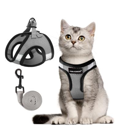 Fayogoo cat dishes cat linen dishes for cats cat dishes with a leash outbreak -proof cat dishes Controlling breathable breathable cat leash with reflective stripes light gray (1 Pack)