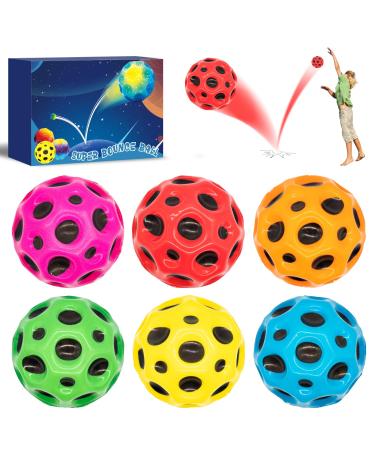 Aihaoyu 6 pieces Astro Jump Ball - Mini Colored Jump Ball Hohe Bounce Loch Ball Toy High Springing Rubber Ball Super High Bouncing Space Ball Planet Balls for Outdoor & Indoor Style3