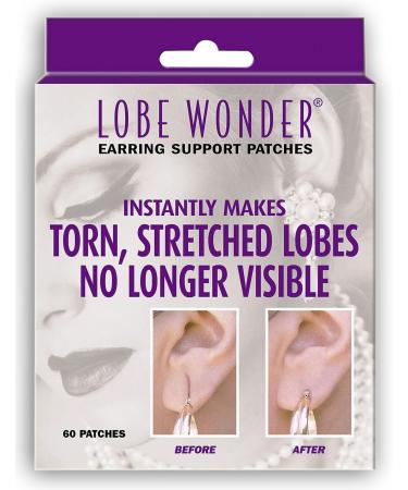 Invisible Earring Ear-Lobort Patches-Provides Relief for Damaged Stretched Ear-Lobes and Helps Protect Healthy Ear Lobes Against Tearing 60 pieces (1 Pack)