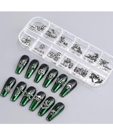 RUNRAYAY 36Pcs Halloween Nail Art Charms Nail Charms 3D Cross Nail Art Supplies skull Shape Design Nail Gems Shiny Nail Jewelry Acrylic Nail Accessories for Women Nail Decorations with a Box - Buy Online on SooperMarket.com