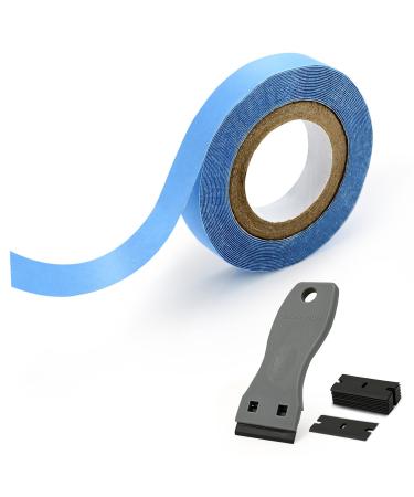 EHDIS Hair Extension Tapes with Plastic Scraper Double Sided Hair Tape for Hair Extensions Lace Wig Hairpiece Toupee Hair Weft 10mm x 3yards