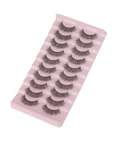 Wiwoseo 10 Pairs 14MM Cat Eye 3D Effect Natural Wispy Fluffy Russian False Eyelashes - Buy Online on SooperMarket.com